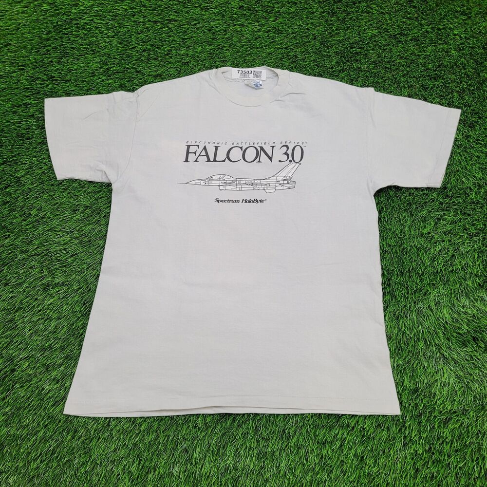Vintage 80s Military Jet Shirt Large 21x27 White